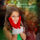 Costume Velvet Gloves With White Furry Christmas Red Gloves Holiday Mitten