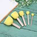5pcs Children DIY Painting Sponge Brush Toys Wooden Handle Learning Tool
