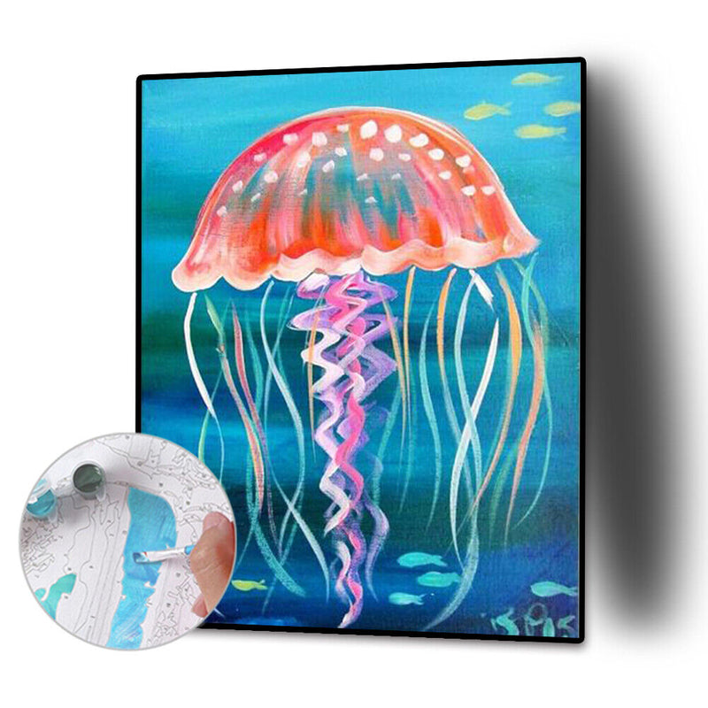 Marine Life Colouring Oil Canvas Pictures DIY Hand Painted Paint By Numbers Kit