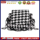 Houndstooth Plaid Print Shoulder Bag Women Woolen Crossbody Bags Chain Purse