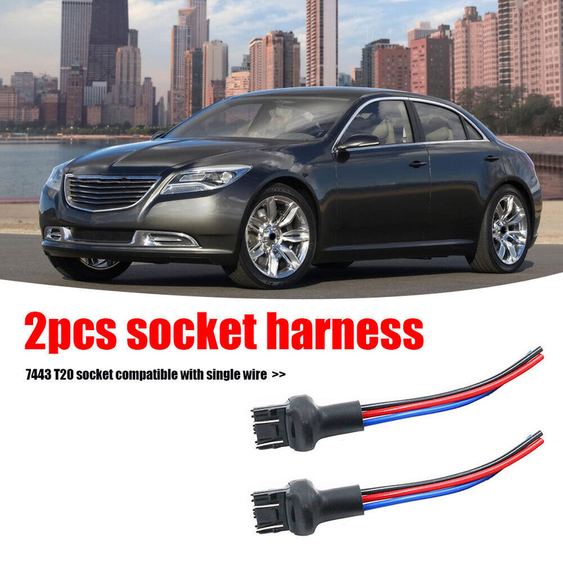 2pcs 7443 T20 Bulb Connector Male Adapter for Automotive Turn Signal Bulb Socket
