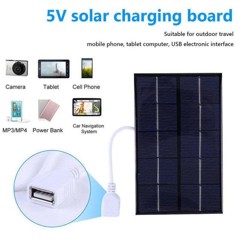 USB Solar Panel Outdoor 5W 5V Polysilicon + Epoxy Travel DIY Solar Charger