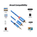 RCA Cable HiFi 3.5mm to 2RCA Audio Cord for Amplifiers Home Theater (0.5m)