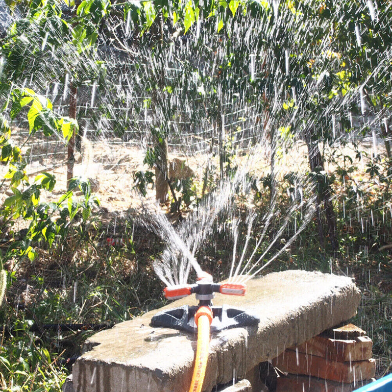 360 Rotating Grass Lawn Water Sprinkler 3 Arms Nozzles Garden Irrigation To