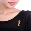 Fashion Women Costume Brooches Rhinestone Crown Tooth Pin Jewelry (C1377GO)