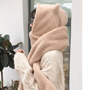 3Pcs Casual Warm Plush Novelty Ear Hat Women Caps Beanies Caps Hat Scarf Set