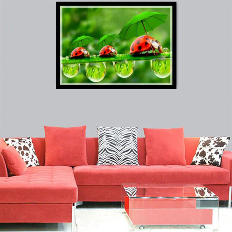 Green Leaf Ladybug 5D Diamond Painting Embroidery DIY Cross Stitch Decor Newly