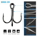 #A 10pcs 6/4/2 Size Fishing Triple Hooks Round Bend Barbed Fishhooks Fishing Tac