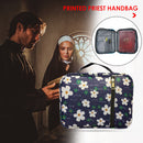 Floral Print Oxford Cloth Bible Cover Zipper Travel Waterproof Makeup Organizer