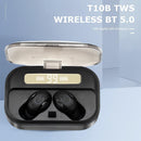 T10B TWS Wireless BT5.0 In-ear Stereo Earphones with LED Display Charging Case