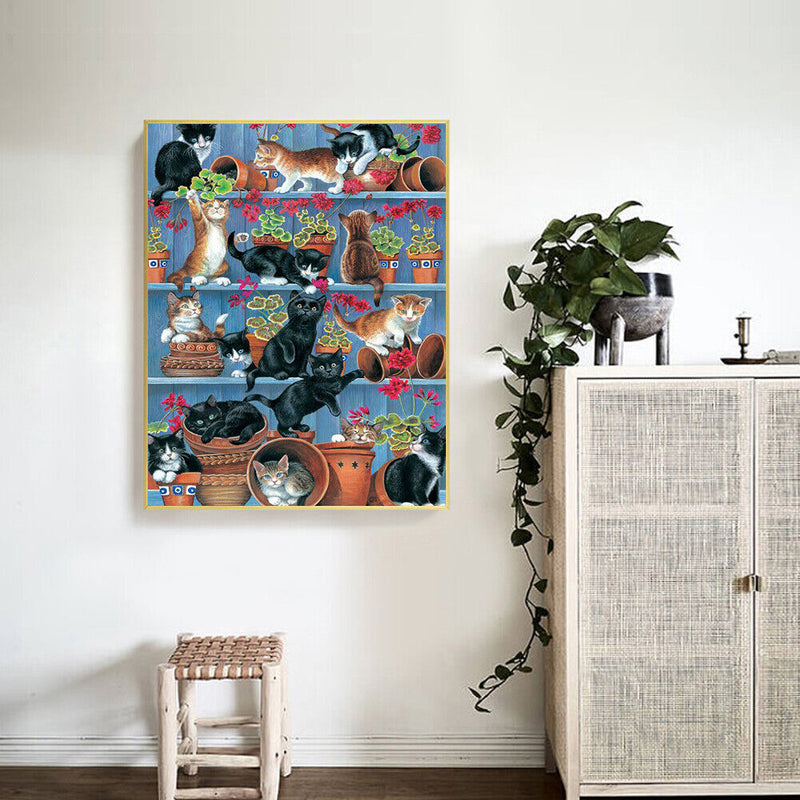 11CT Full Cross Stitch Messy Cat DIY Printed Wall Art CraftsHome Decoration