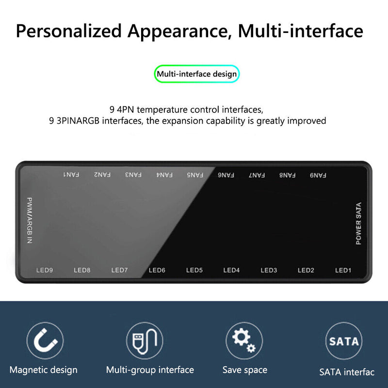 1 To 9 Controller Adapter Sata 5V 3 Pin Argb Cooling Fan 4 Pin Pwm for pc Case