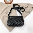 Women Fashion Nylon Embroidery Thread Crossbody Bag Winter Solid Color Handbag