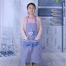Embroidered Plaid Cotton Apron Kitchen Dining-room Clothes Apron(Blue)-1744
