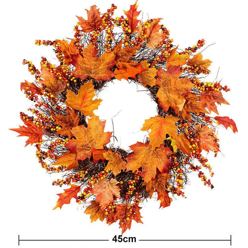 Durable Home Decor Door Hanging Wreath Pumpkin Wreath Flower Garland Maple Leaf