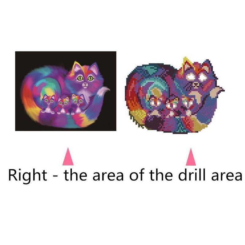 Family Cats DIY Round Diamond Painting Embroidery Kits Cross Stitch Craft