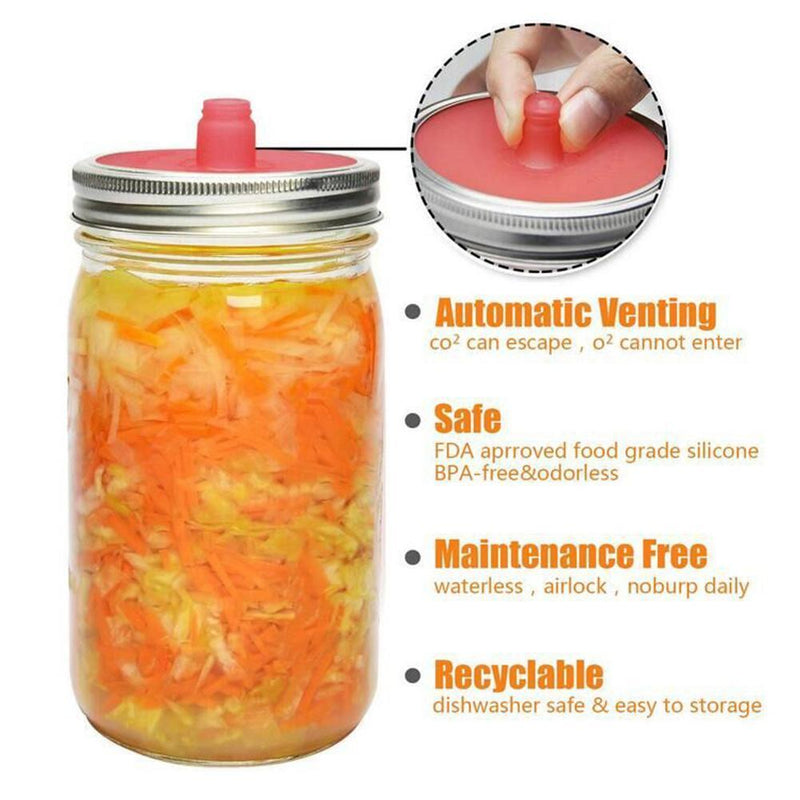 5pcs Wide Mouth Mason Jar Lids Silicone Seal Cover Pickles Cap(Red)