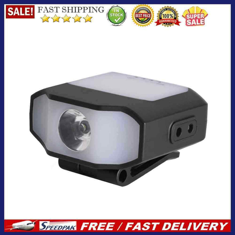 Sensor Hat Clip Light Headlight COB LED Camping Fishing Headlamp (Black)