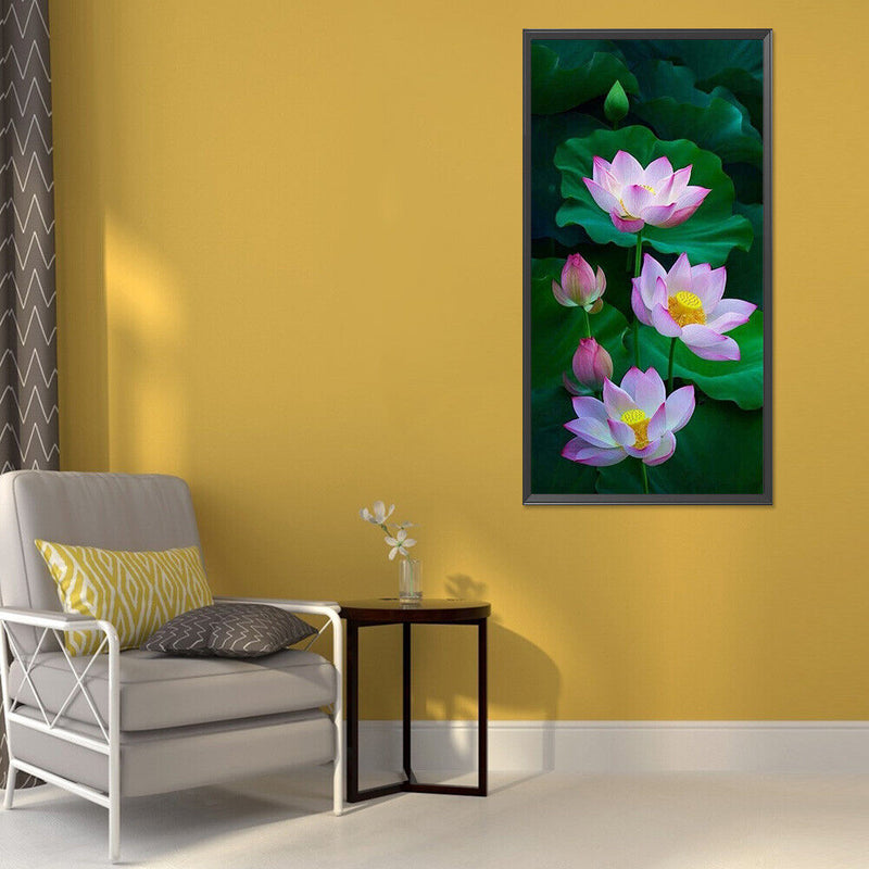 5D Diamond Painting Kit Blooming Lotus Full Round Drill DIY Craft Mosaic Picture