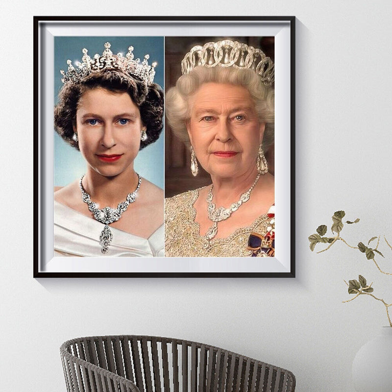 #A The Queen of England 5D DIY Diamond Painting Kits Full Round Drill Wall Decor