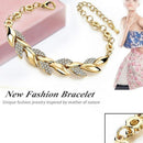 Gift Braided Leaf Bracelets Crystal Bangle Shiny Bridal Wedding Jewelry
