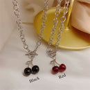 Punk Link Chain Stainless Steel Necklace Hip Hop Clavicle Chain Cherry Pendant