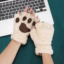 Cat Paw Gloves - Warm Furry Cat Gloves Cat Mittens Half Finger Bear Paw Glove