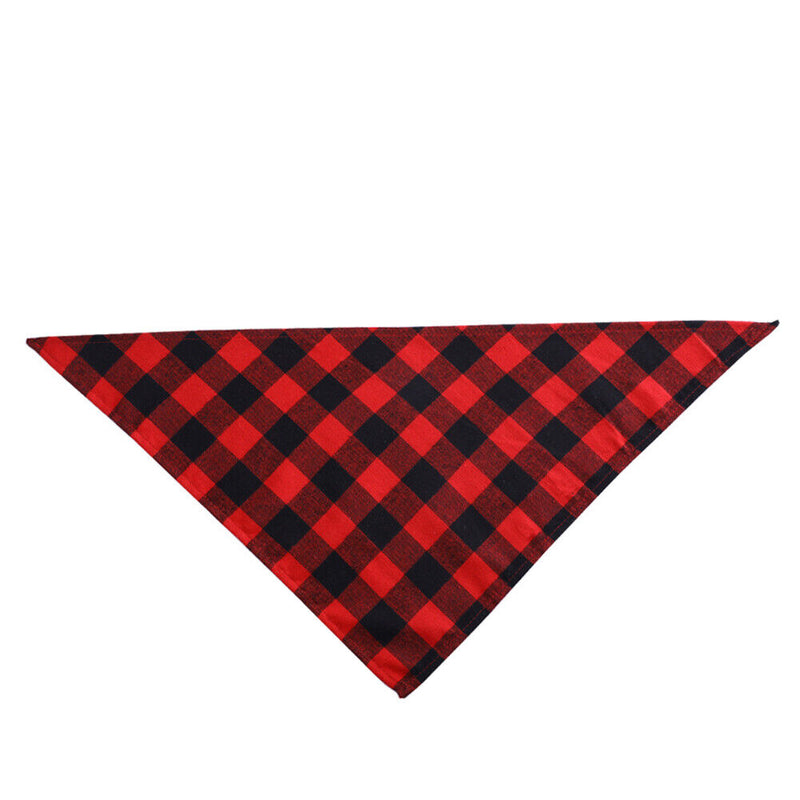 Pet Neckerchief Dog Plaid Triangle Scarf Collar Saliva Towel (Red Black) Newly