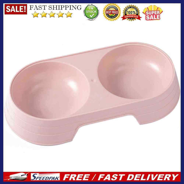Candy Colors Plastic Pet Feeding Double Bowl 2 in 1 Cat Water Food Feeder Dis