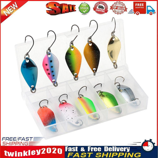 10pcs Metal Spoon Fishing Lures Artificial Sequins Baits for Bass (2.5g) Newly