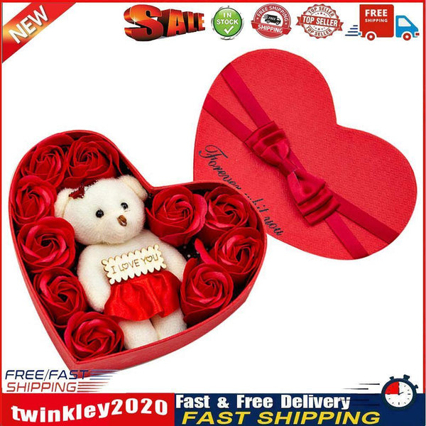 10pcs Rose Flowers Bear Gift Box Xmas Birthday Valentine Wedding Gifts Newly
