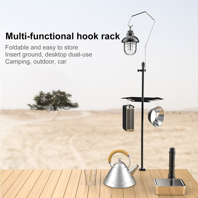 Camping Hanging Rack Holder - Foldable Lantern Stand Pole Desktop Storage