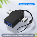 2 in 1 OTG Adapter USB 3.0 to Type C Micro USB Male Connector Aluminum Alloy