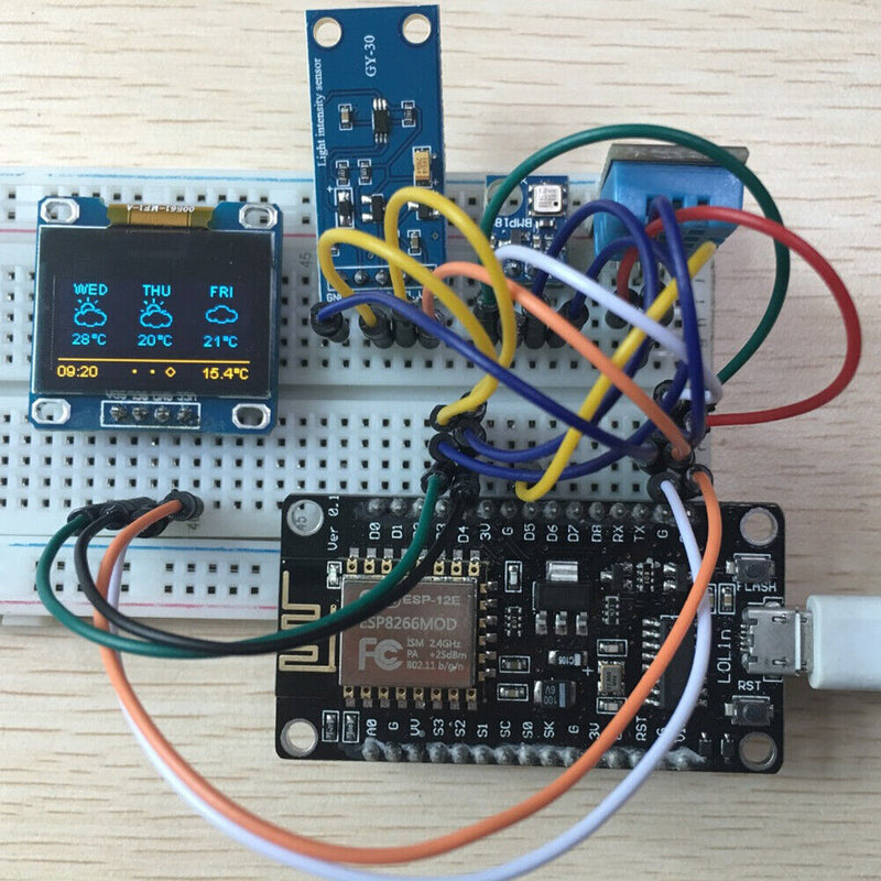 ESP8266 Weather Station Kit Temperature Humidity LCD Display Component Set