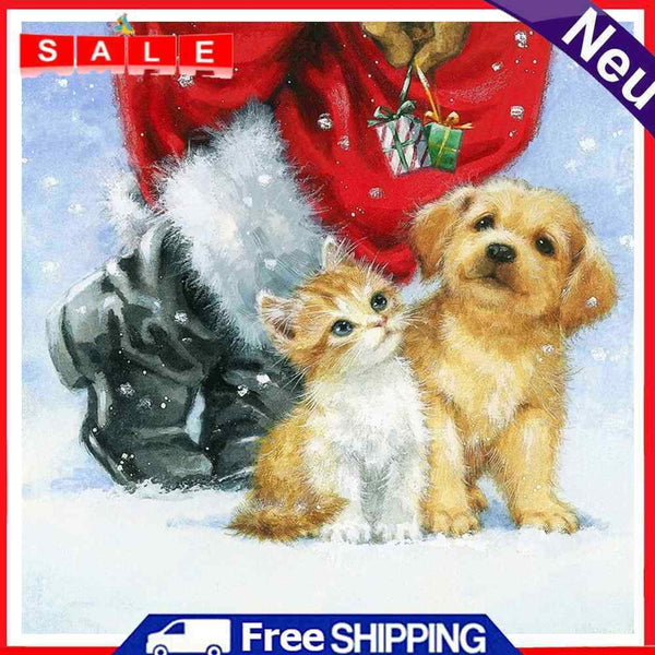DIY Cat and Puppy Oil Paint by Numbers Kit Drawing on Canvas Pictures Home Decor