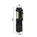 Mini LED Flashlights Outdoor COB LED Hiking Camping Fishing Zoom Hand Torch