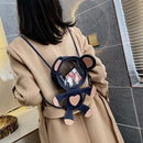 #A Transparent PVC Cute Shoulder School Satchel Bags Simple Rucksack Travel Pack