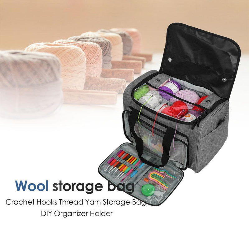 Knitting Sewing Needles Storage Bag Portable Yarn Tote Hooks Organizer