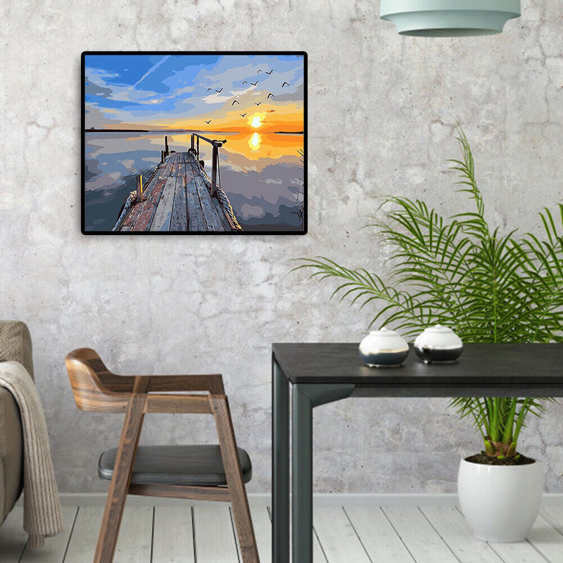 Sunset Oil Painting By Numbers Kit Acrylic Paints On Canvas Art Pictures