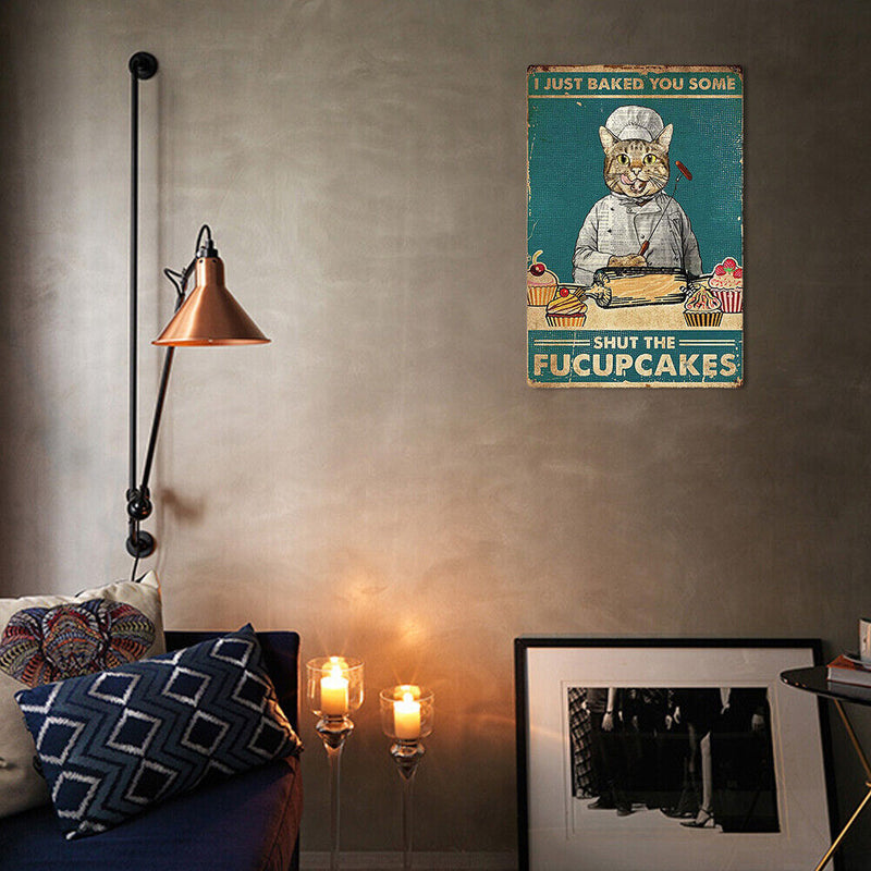 Retro Cat Metal Plate Poster Painting Bar Pub Decor Tin Plaques Wall Signs