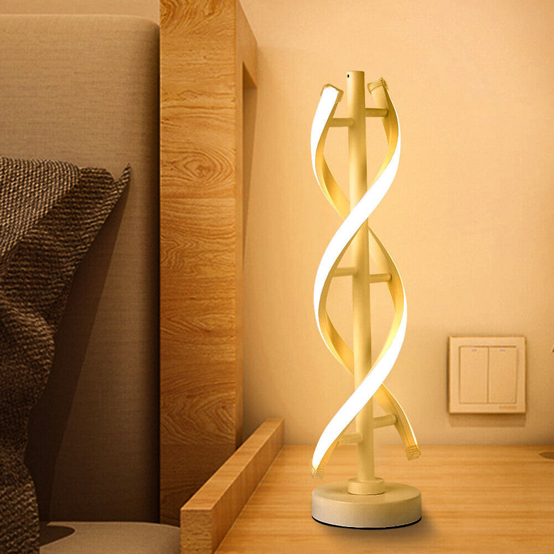 12W LED Spiral Table Lamp Modern Acrylic Curved Strip Light (Warm Light) Newly