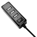 Portable USB HUB Splitter with Switcher 4 USB 2.0 Extension Adapter (Black)