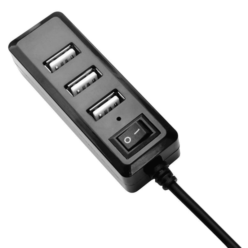 Portable USB HUB Splitter with Switcher 4 USB 2.0 Extension Adapter (Black)