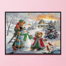 Full Embroidery Set Cross Stitch Needlework Kit 11CT Bear Snowman Animal Nature