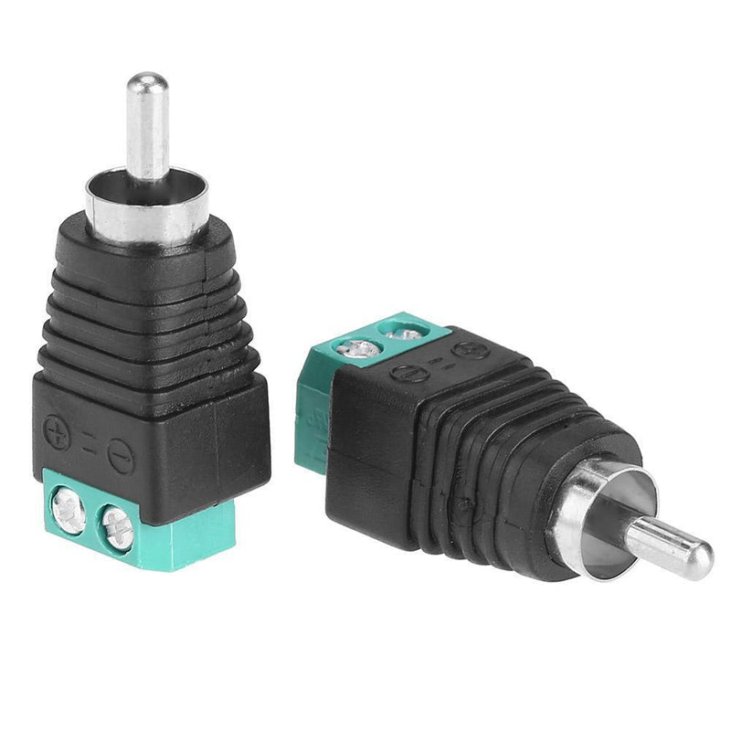 2pcs Speaker Wire Cable to Audio Male RCA Connectors Adapters Jack Plug Newly