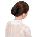 Retro Magic Beads Double Hair Comb Clip Stretchy Hair Combs Hairpin (Black)