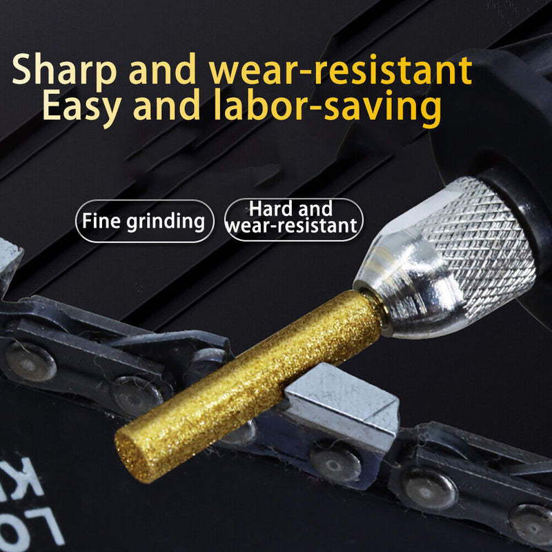 8x Diamond Coated Cylindrical Burr Stone File Chain Saw Sharpening Carving To