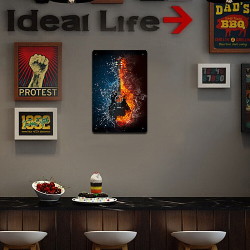 Metal Signs Guitar Iron Painting Home Metal Wall Art Plaque Poster 20x30cm