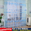 Tulip Flower Yarn Sheer Window Curtain Scarf Drapes for Bedroom (Blue) Newly