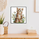 Flower Cat Partial Cross Stitch 14CT Counted Embroidery DIY Animal Crafts